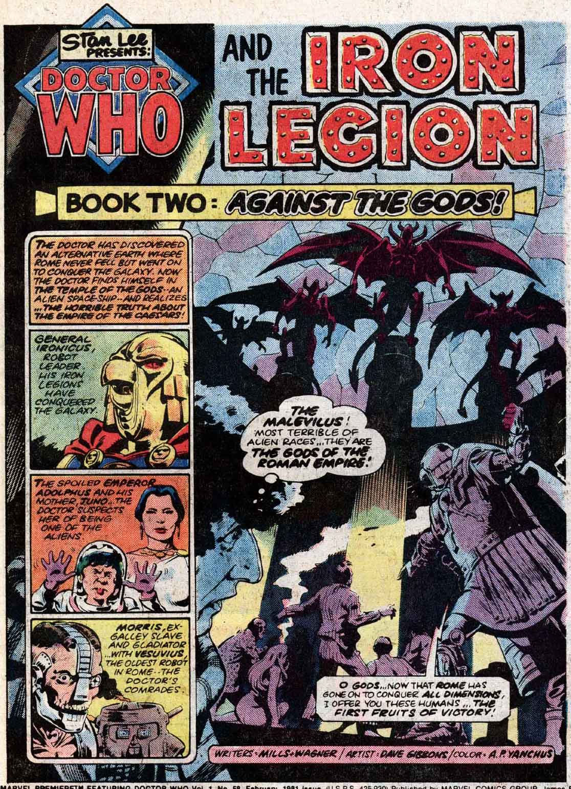 Marvel Premiere #58 featuring Doctor Who and the Iron Legion Book Two by Pat Mills & Dave Gibbons!