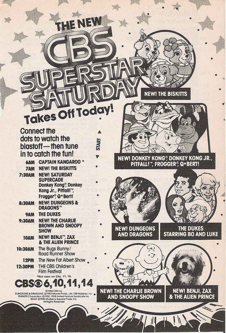 Saturday Morning Fever Podcast - ad 1983 CBS cartoons