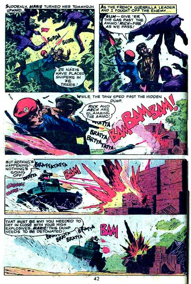 The Haunted Tank and Mademoiselle Marie in "The Target of Terror" by Robert Kanigher & Russ Heath