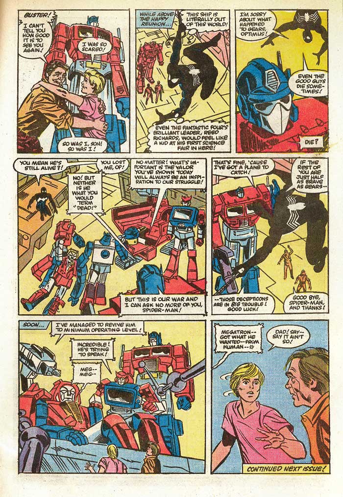 "Prisoner of War" from TRANSFORMERS #3 - written by Jim Salicrup with art by Frank Springer, Kim DeMulder, and Mike Esposito