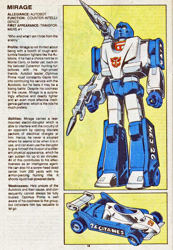 Transformers Universe entry for Mirage