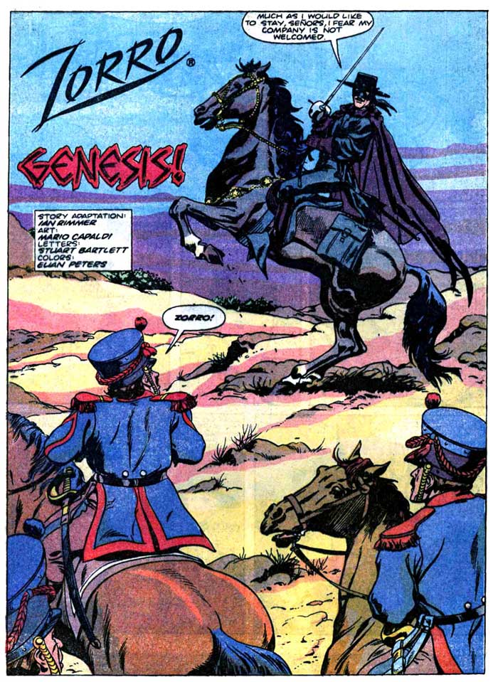 Marvel's ZORRO series from 1990 written by Ian Rimmer with art by Mario Capaldi