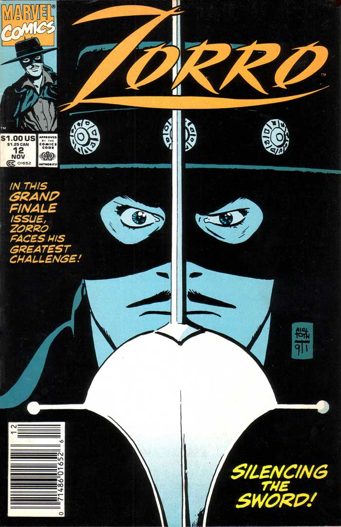 Marvel's ZORRO #12 with a cover by Alex Toth