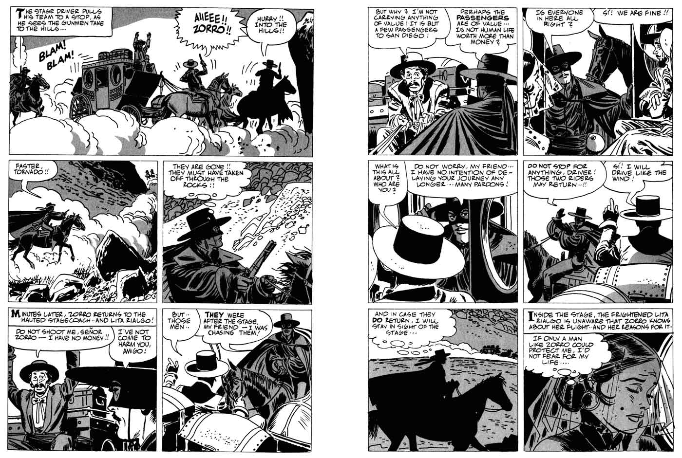 Two pages from "Runaway Witness" with art by Alex Toth