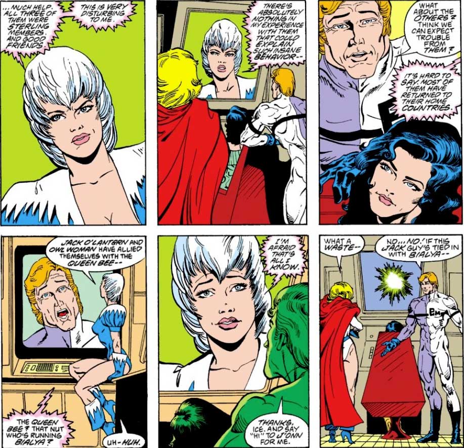 Justice League Europe #3 interiors by Keith Giffen, JM DeMatteis, Bart Sears and Pablo Marcos