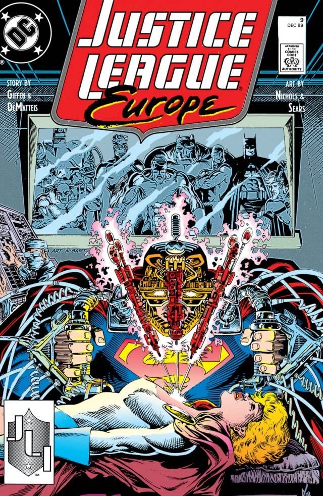 Justice League Europe #9 cover by Art Nichols and Bart Sears