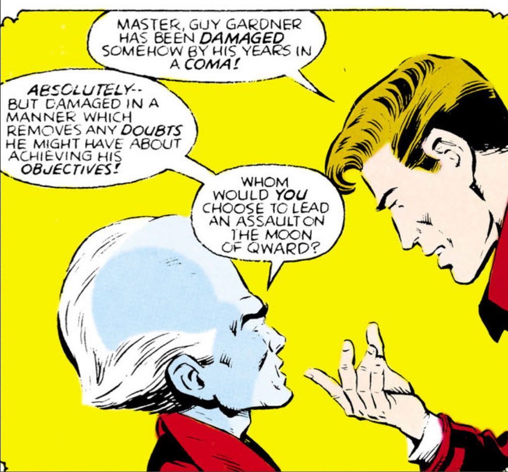 Green Lantern #197 - Explaining Guy Gardner's behavior