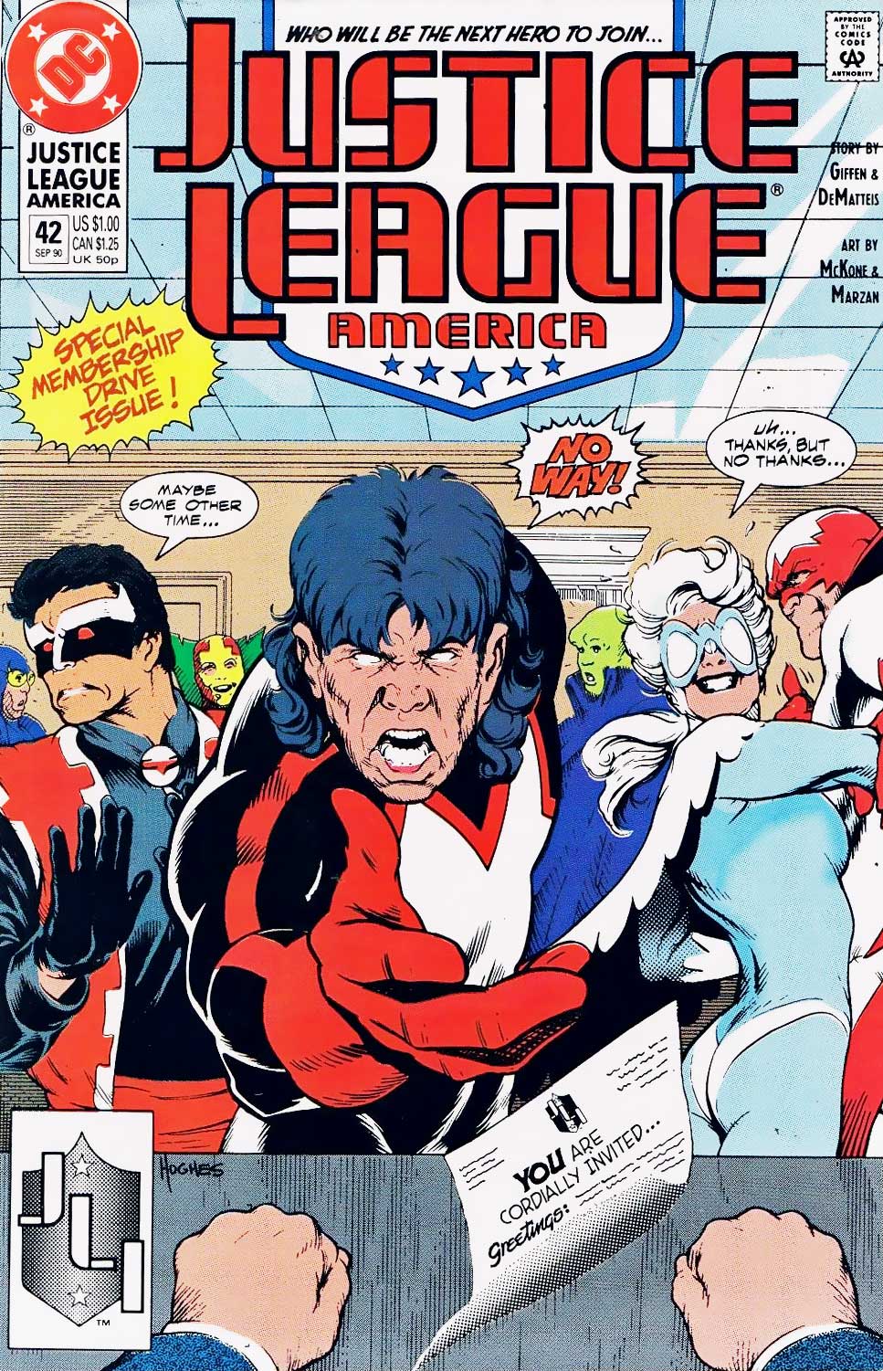 Justice League America #42 cover by Adam Hughes