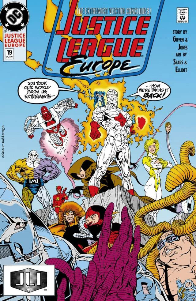 Justice League Europe #19 cover by Bart Sears and Bruce Patterson