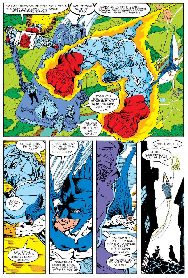 Justice League Europe #26 interiors by Keith Giffen, Scripter, Bart Sears and Randy Elliott