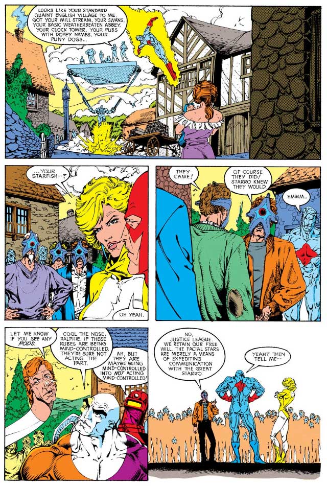 Justice League Europe #26 interiors by Keith Giffen, Scripter, Bart Sears and Randy Elliott