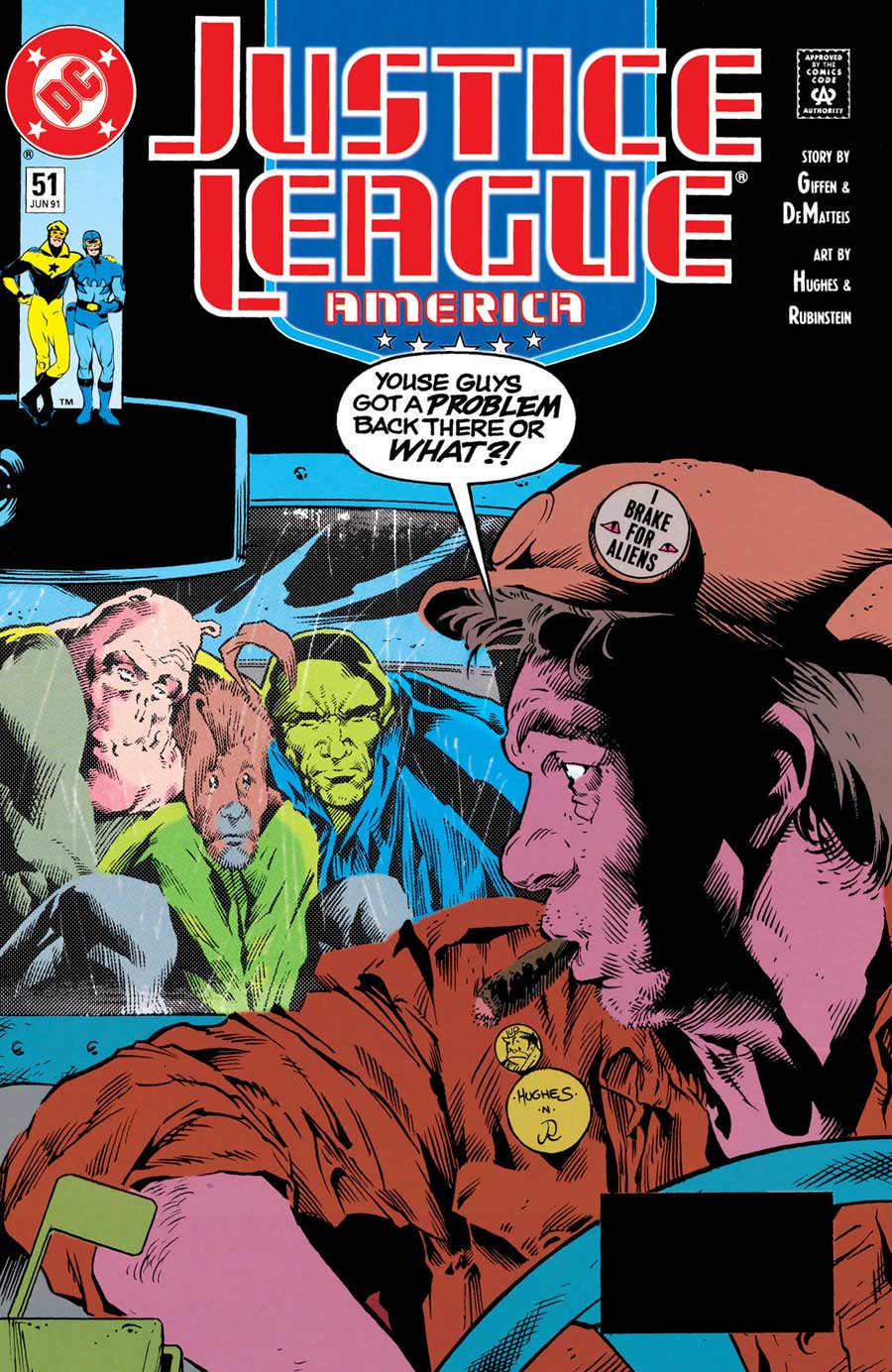 Justice League America #51 cover by Adam Hughes & Joe Rubinstein
