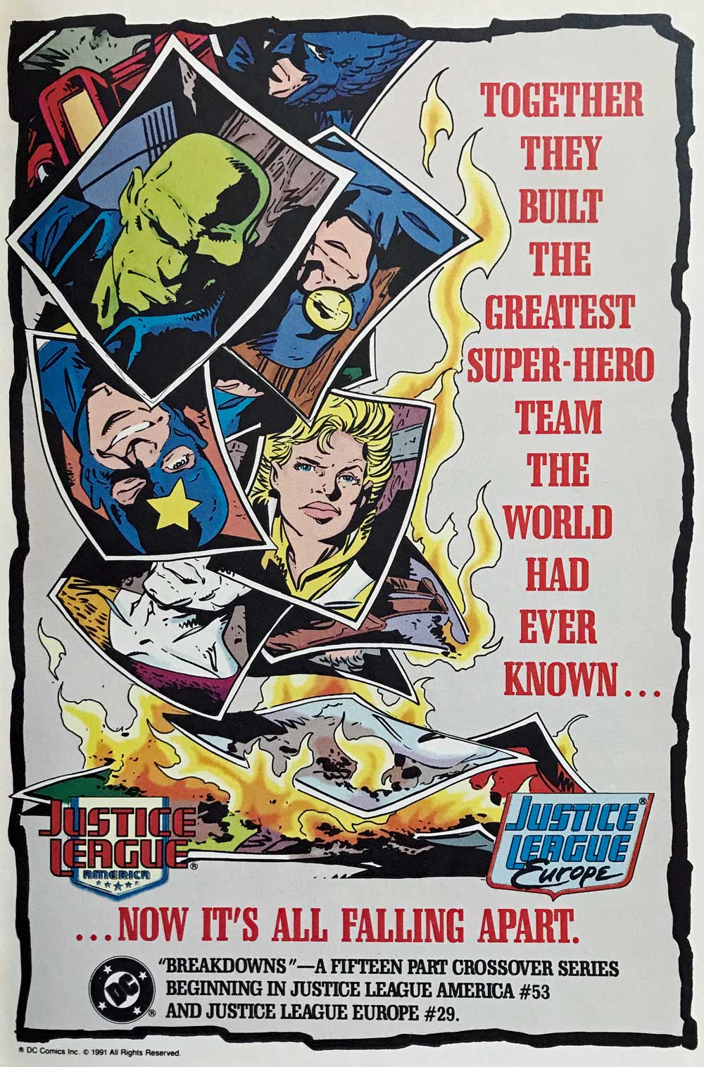 Justice League International Breakdowns advertisement by Keith Giffen