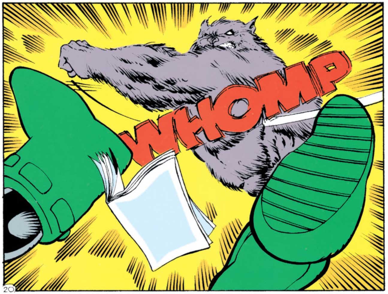 From Justice League America #54, Tasmanian Devil gives Guy Gardner a "Whomp"... or a "Doily"! By Brett Young!