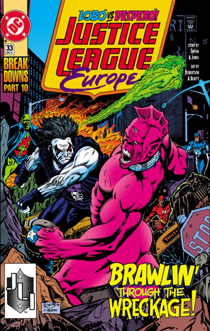Justice League Europe #33 cover by Darick Robertson & John Beatty 