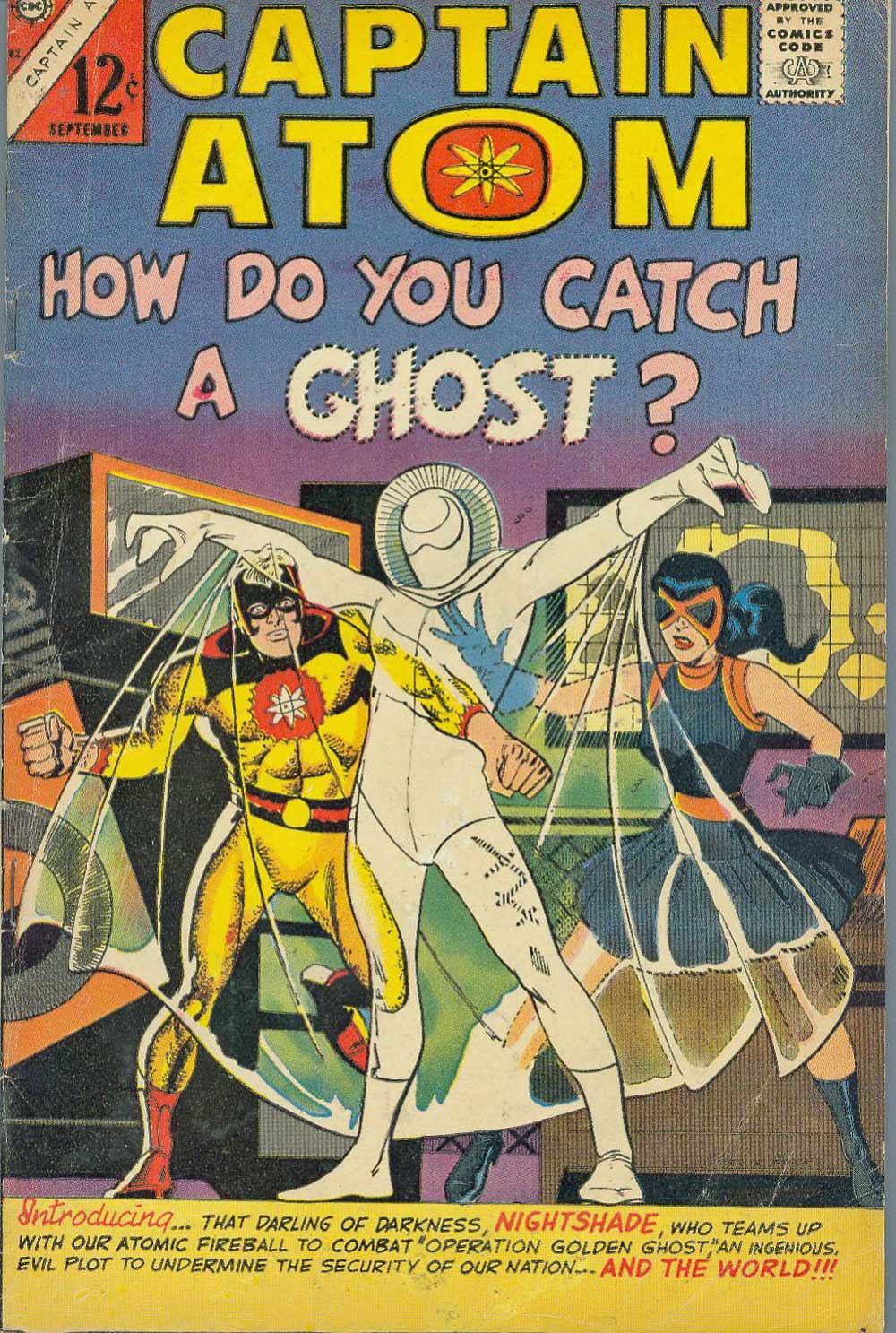 Nightshade's first appearance in Captain Atom #82 (1966) from Charlton Comics