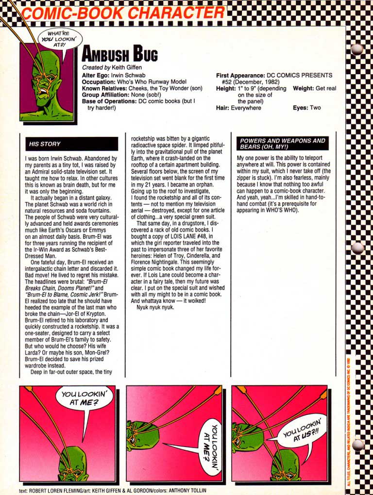 Who’s Who in the DC Universe #16 - Ambush Bug by Robert Loren Fleming, Keith Giffen and Al Gordon