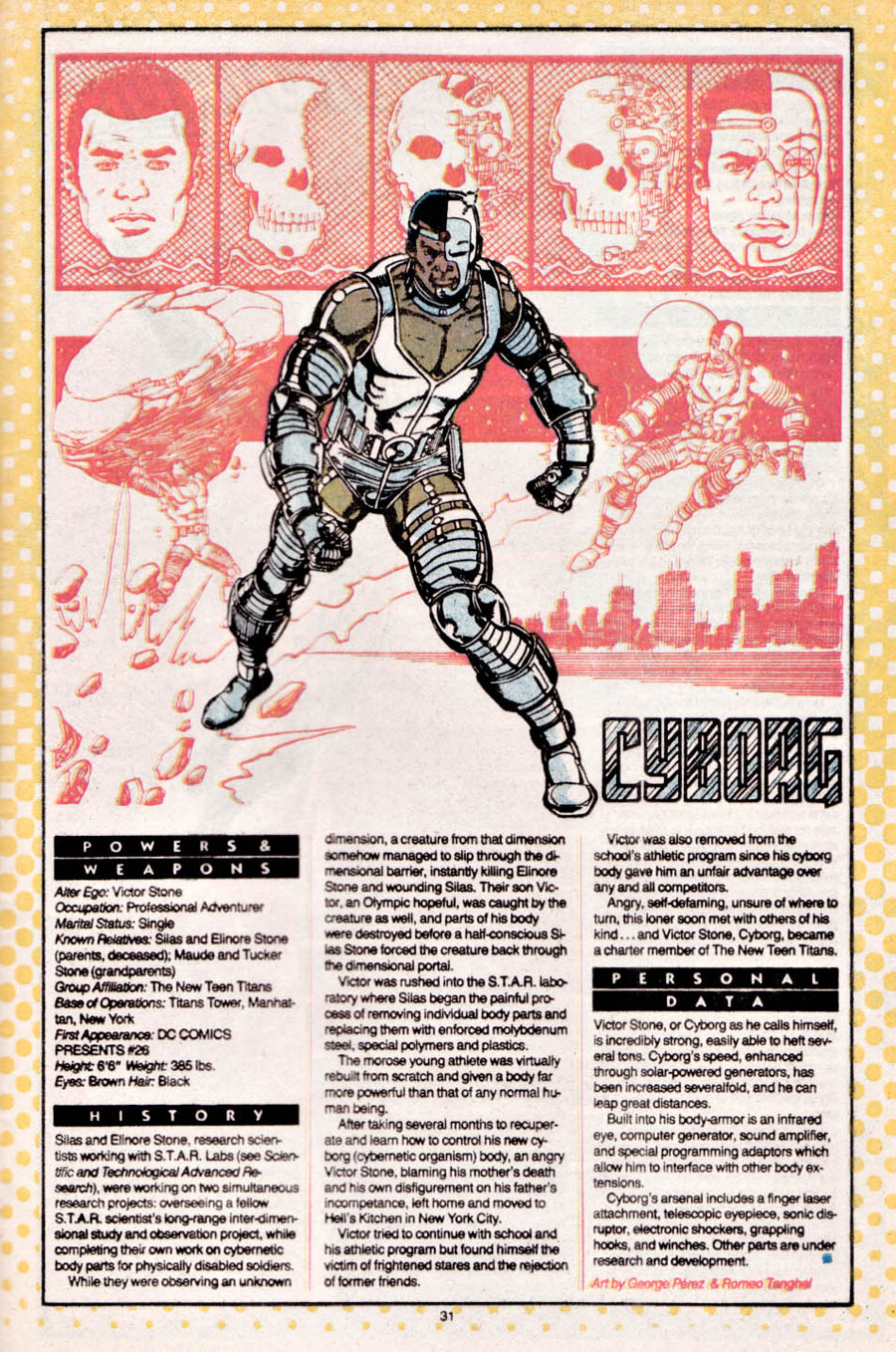 Cyborg by George Perez & Romeo Tanghal - Who's Who: The Definitive Directory of the DC Universe #5