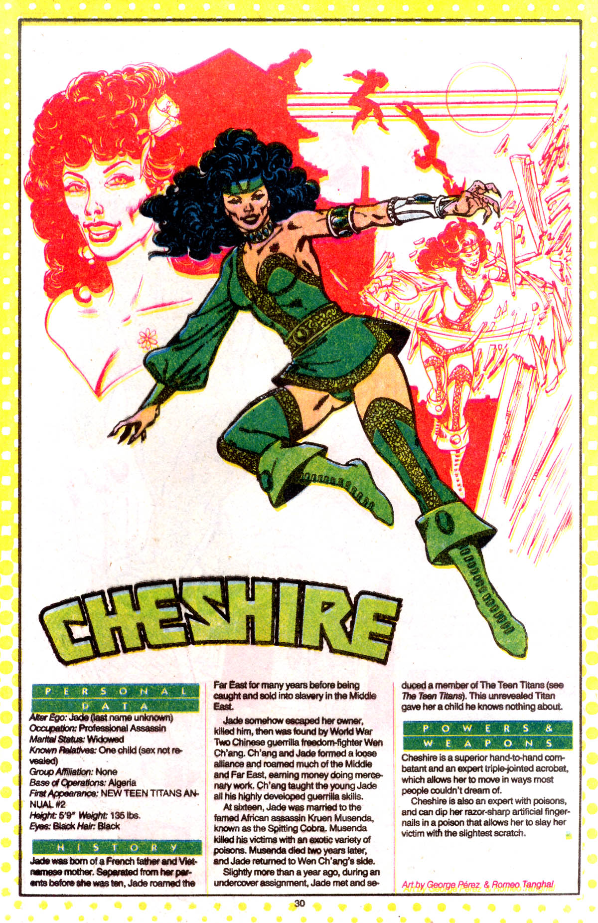 Cheshire by George Perez & Romeo Tanghal - Who's Who: The Definitive Directory of the DC Universe #4