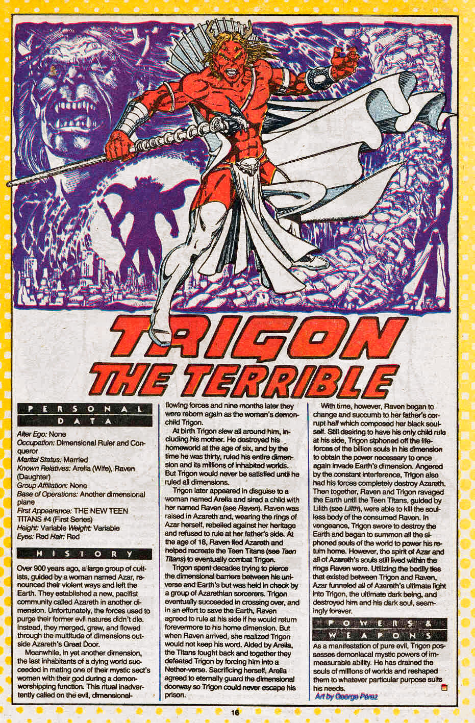 Trigon by George Perez - Who's Who: The Definitive Directory of the DC Universe #24