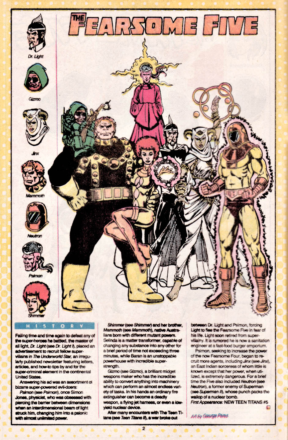 Fearsome Five by George Perez - Who's Who: The Definitive Directory of the DC Universe #8