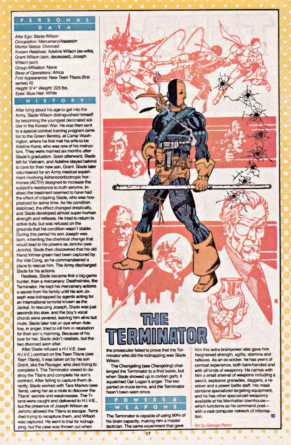Deathstroke The Terminator by George Perez - Who's Who: The Definitive Directory of the DC Universe #23